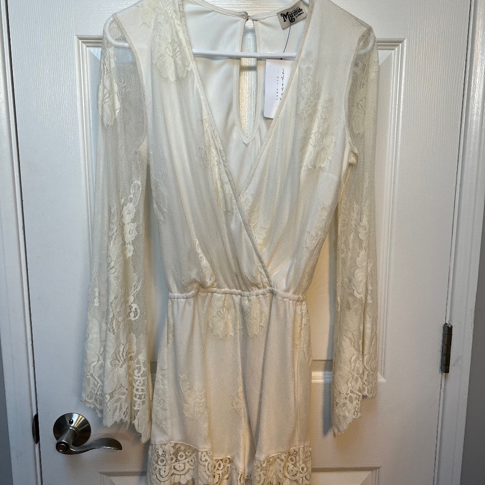 Mumu Designer Cream lace  romper